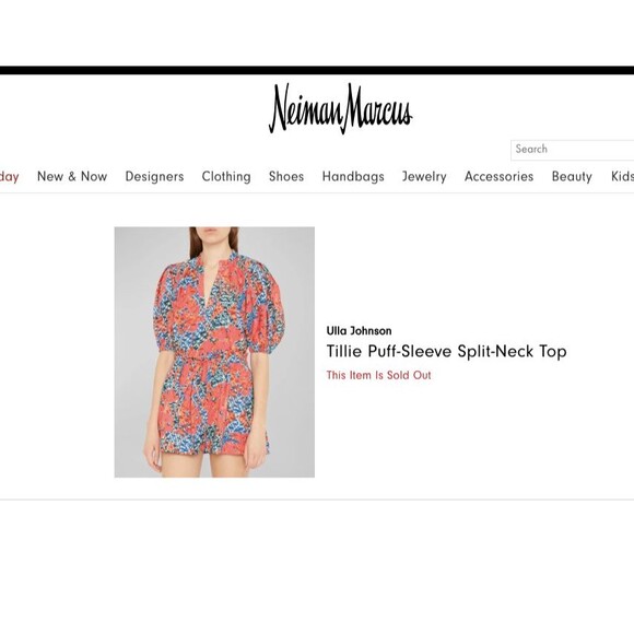 Ulla Johnson Flamingo Tillie Top Cotton Poplin Puff Sleeves Split Neck Multi 2 - Picture 4 of 11